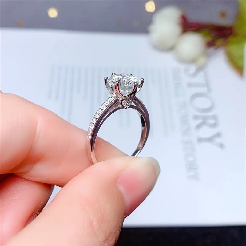 LeeChee Moissanite ring with certificate D Color VVS1 Excellent Cut Women Engagement Gift Lab Diamond Real 925 Solid Silver