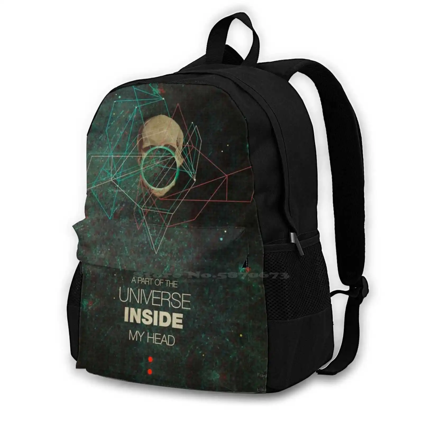 A Part Of The Universe Inside My Head Bag Backpack For Men Women Girls Teenage Space Anaglyph Retro Futurism Graphic Design