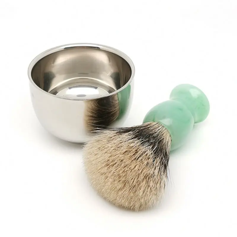 TEYO-Juego de brocha de afeitar y taza de afeitar, incluye dos bandas, Silvertip, el mejor cepillo de pelo de tejón, perfecto para hombre, crema de