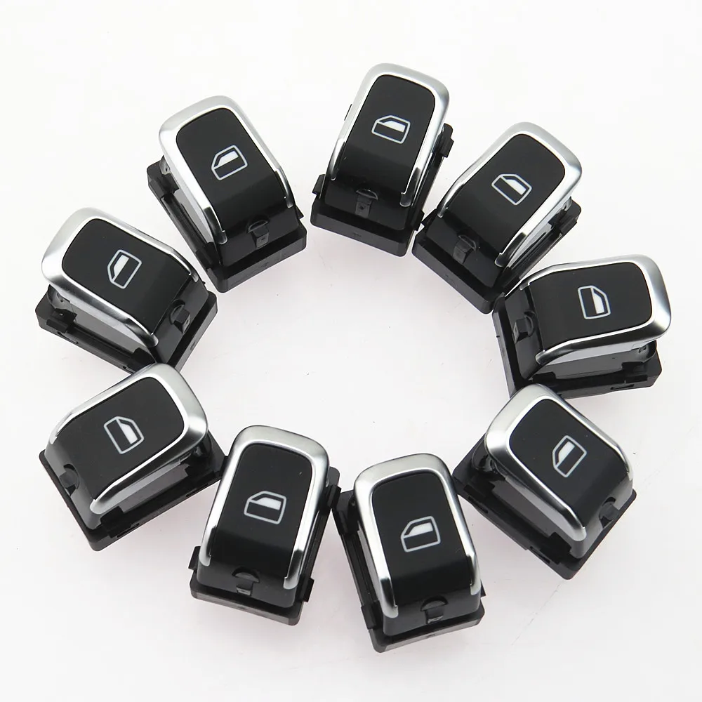 SCJYRXS Qty 9 Chrome Passenger Window Side Power Window Switch For A6 S6 C7 A6 Allroad A7 A8 S8 Q3 RS6 RS7 RSQ3 8KD959855A