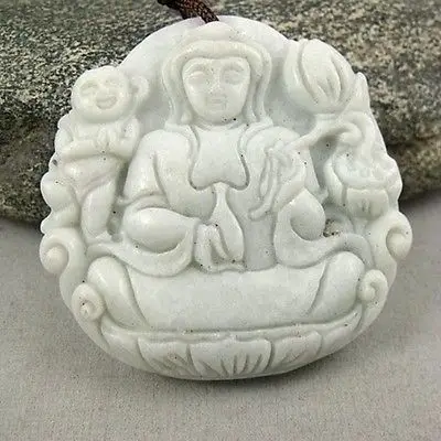 Lantian Chalcedony Heaven-Sent Son Kwan-Yin Amulet Pendant NO. 328