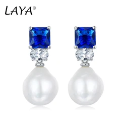925 Sterling Silver Fashion Perlas Barrocas Naturales Created Sapphire Drop Earrings For Women Wedding High Quality Jewelry