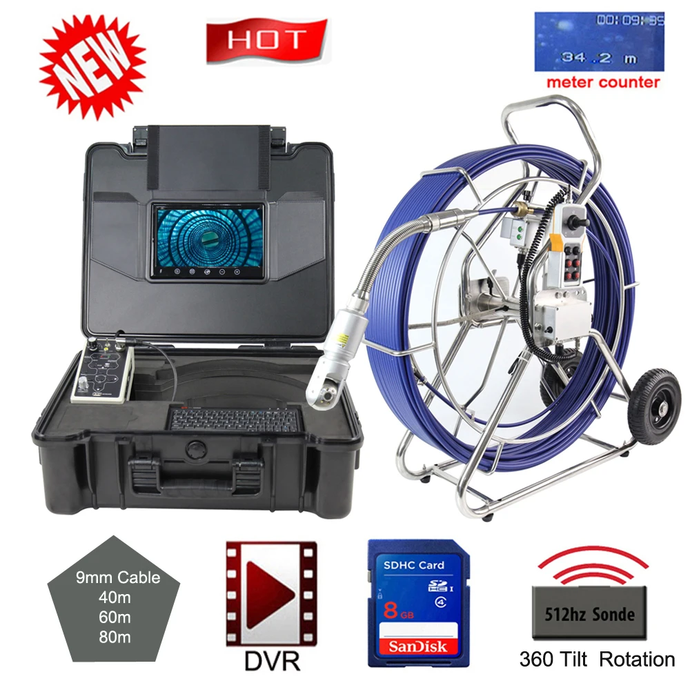 10x zoom 360 degree view Sewer Pipe Inspection Camera with Pan Tilt Ratation Camera head for wopson pipe camera