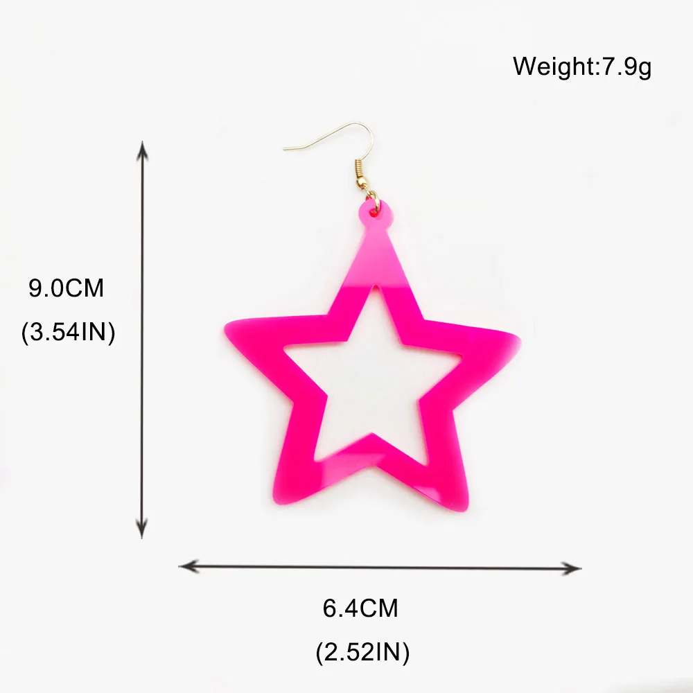 New Design Elegant Shiny Colorful Resin Acrylic Star Drop Earring For Women Gift Jewelry Accessories Lady Femme