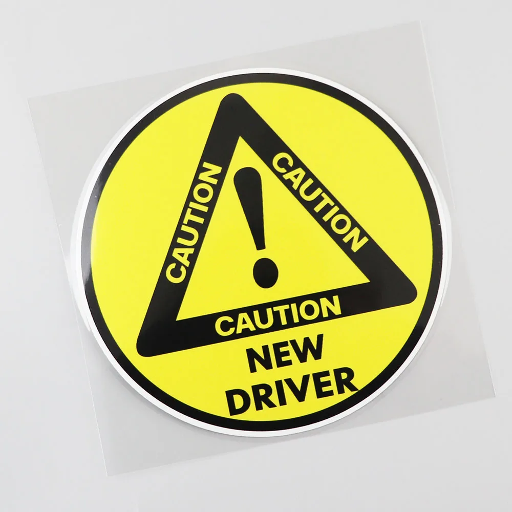 Caution Sign New Drive Decal Keep Distance Round Yellow PVC Car Sticker Anti-UV Car Window Body Decorative Stickers Accessories