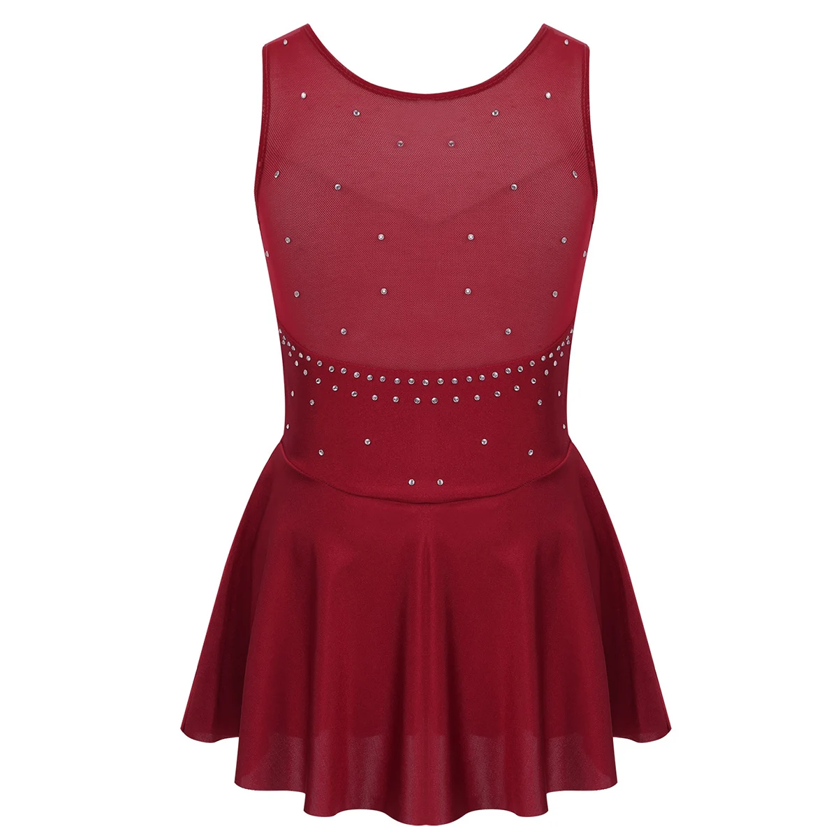 Robe scintillante pour filles, tenue de danse, de Ballet, sans manches, avec des strass brillants, de gymnastique, de léotard