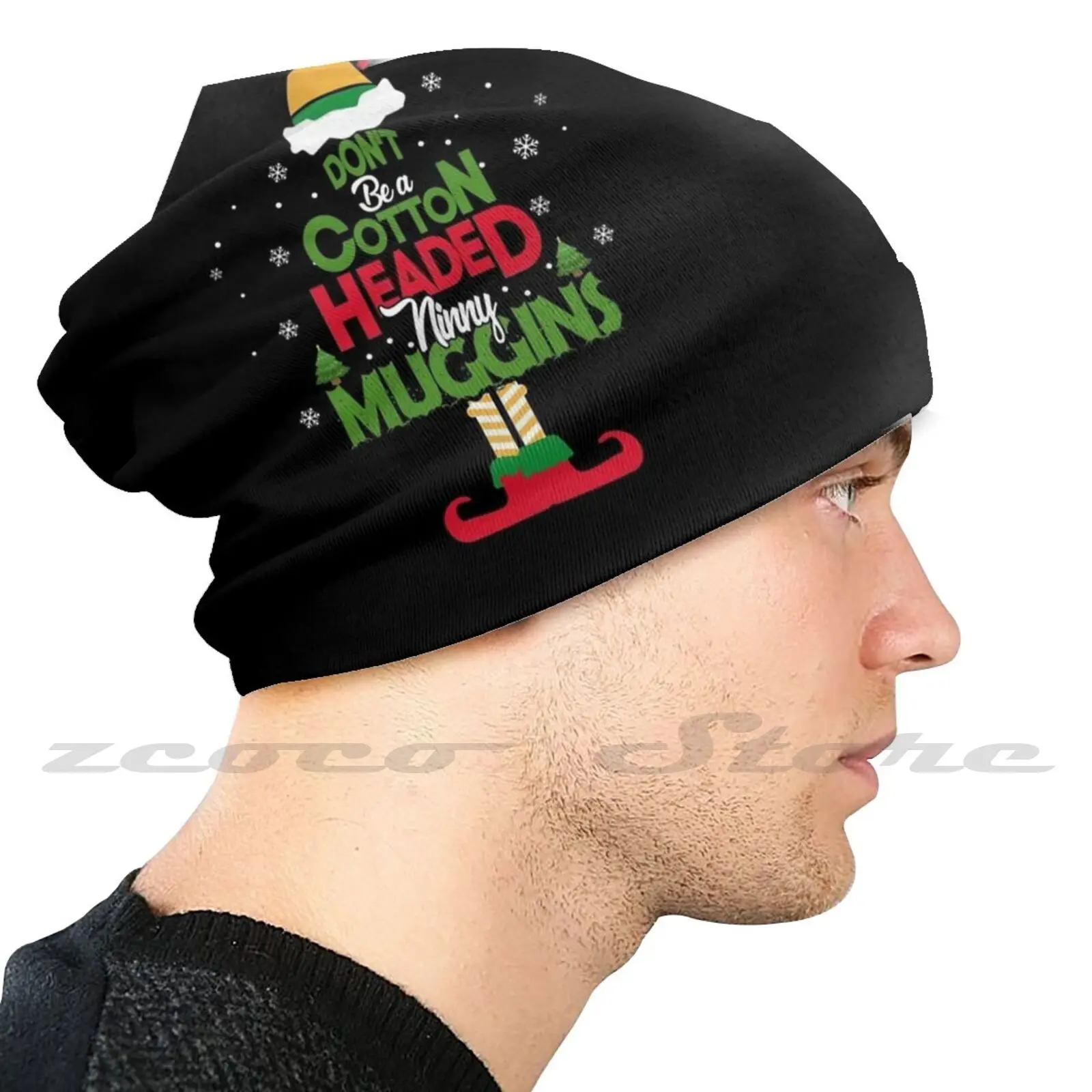 Don'T Be A Cotton Headed Ninny Muggins Funny Buddy Elf Christmas Personalized Pattern Knit Hats Plus Size Elastic Soft Cap Dont