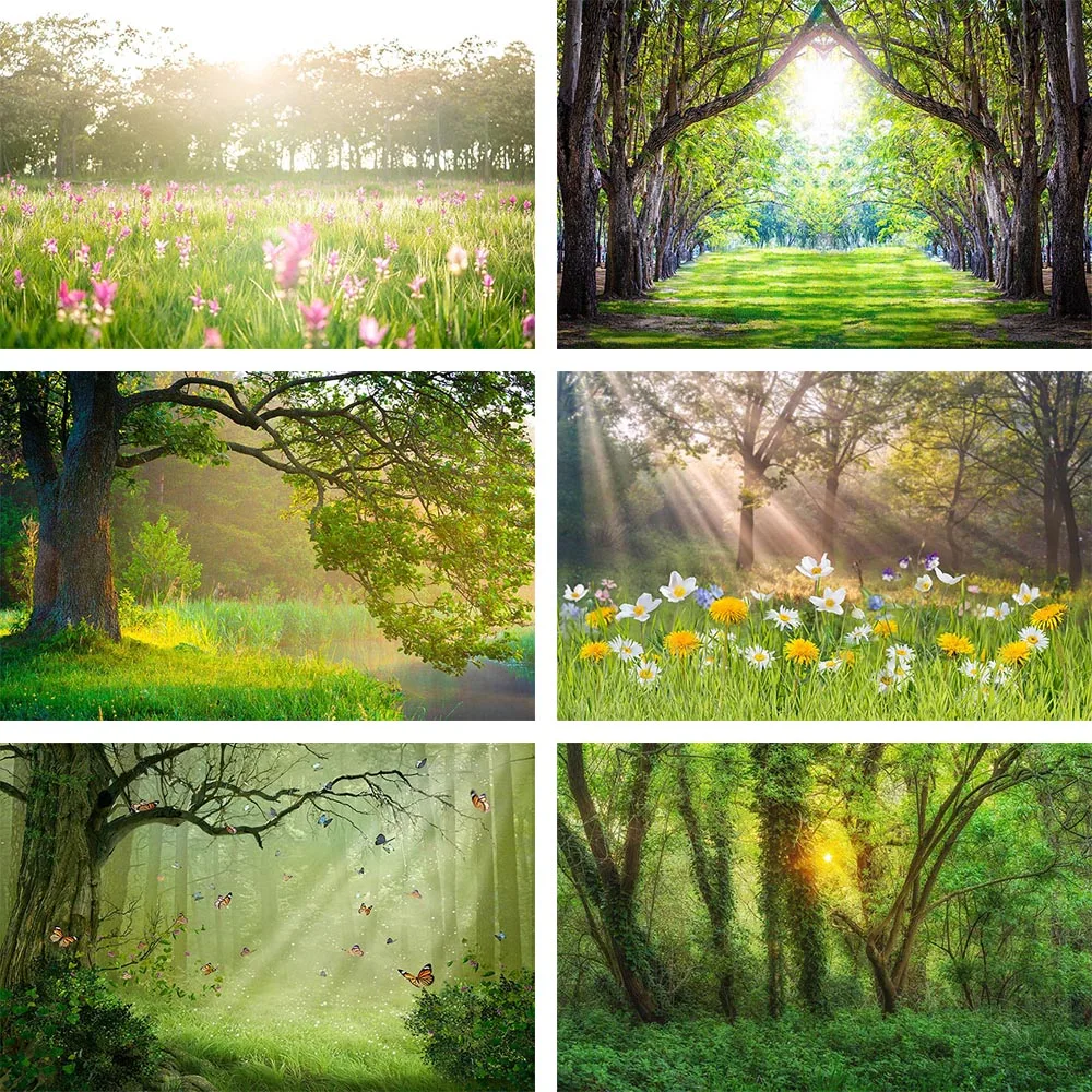 

Avezano Spring Natural Scenery Backdrops Butterfly Flowers Forest Party Decor Photography Backgrounds Photo Studio Photozone