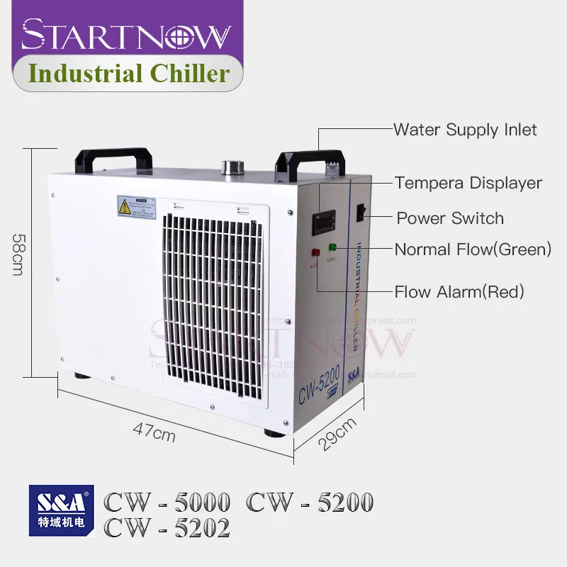 CO2 Industrial Water Chiller S&A Upgraded CW-5200TH CW-5000TG For 80W 150W Laser Tube Cooling CNC Spindle CW-5200AH CW-5000AG