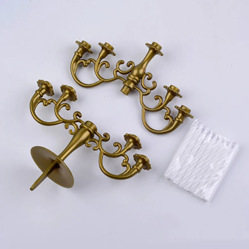 1Set Poppenhuis Miniatuur Kaarsen En Kandelaar Verjaardag Party Cake Kaars Houders Toppers Voor Poppenhuis Decals Nieuwe ~