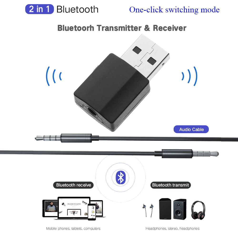 Mini 3.5mm AUX Stereo Wireless Bluetooth Adapter 5.0 Bluetooth Transmitter Receiver For Car Music Bluetooth Transmitter For TV