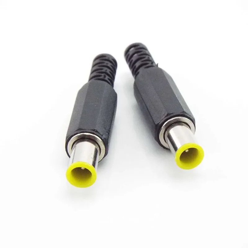 6.5mm x 4.4mm DC męski złącze zasilania przejściówka Adapter z 1.3mm złącze pinowe wtyczka zasilania żółty 6.5 4.4 mężczyzna spawanie Audio DIY s1