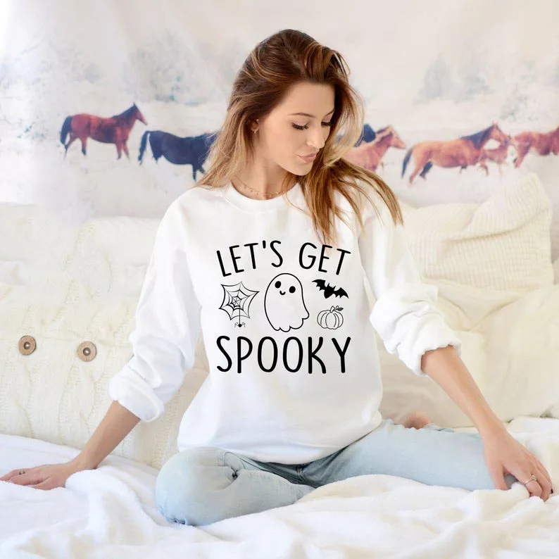 

Sugarbaby New Arrival Let's Get Spooky Season Women Sweatershirt Women's Fall Jumper Funny Halloween Fashion Sweatshirt