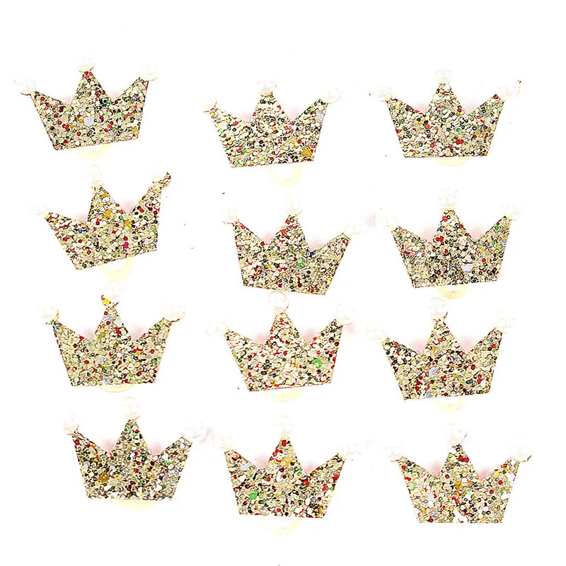 Crown Shape Dog Bows Hair Accessories Glittering Gold Bows with Rubber Band for Long Hair Pets Accesorios Para Perros