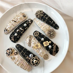 New Retro Style Bangs Clip Girls BB Clip Ladies Luxury Barrettes Flowers Hair Clips Headwear Accessories