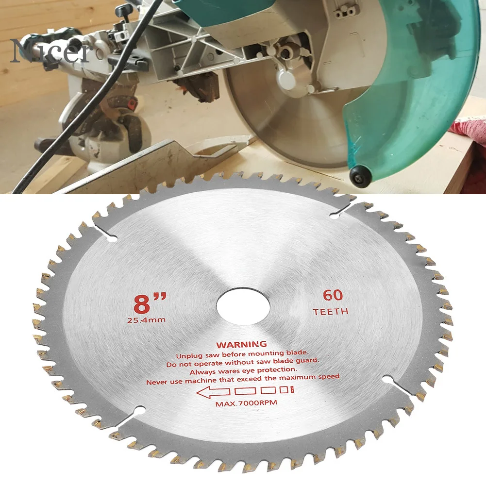 8 zoll Hartmetall Sägeblatt 60 Zahn für Schneiden Holz Kunststoff Aluminium Eisen Schnelle und Fließend Schneiden Elektrische Säge zubehör