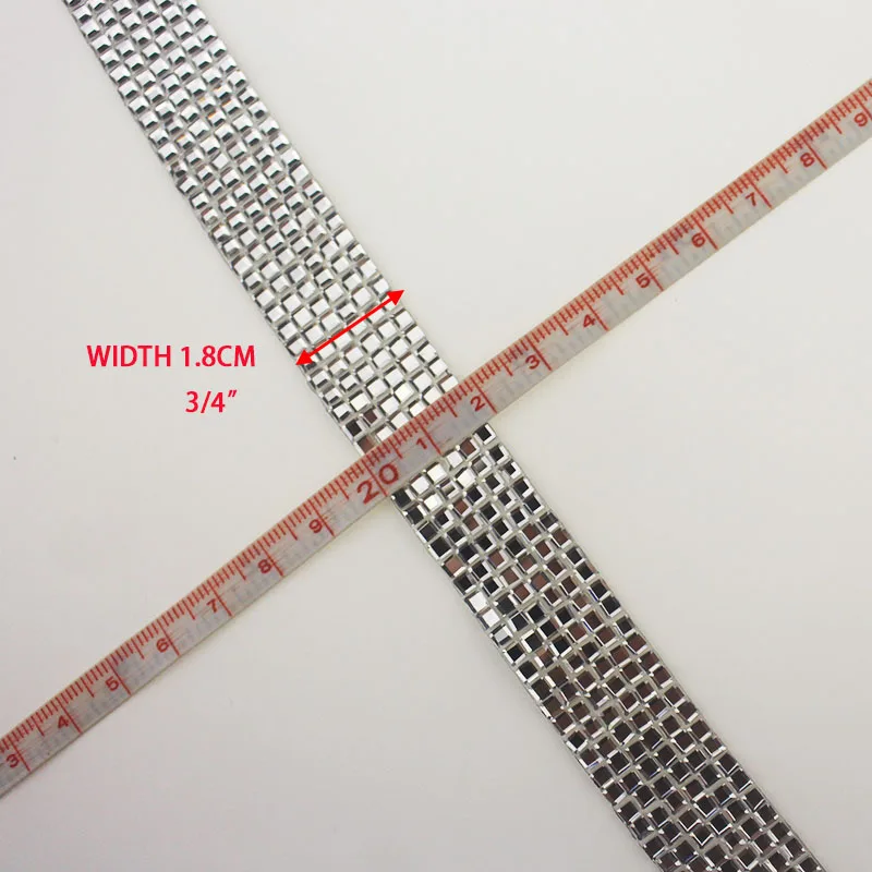 1Yard Iron On Rhinestone Tape Silver Hotfix Crystal Lace Trim Heat Transfer Beaded Chain Ribbons Bridal Dress Belt Banding YY023