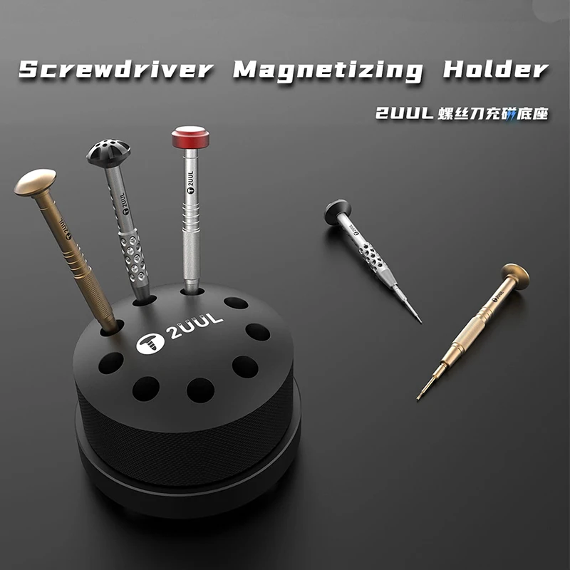 2UUL Screwdriver Storage Rack 9 Hole Aluminum Alloy Rotating Mounting Base Tweezers Holder Phone Repair Screwdriver