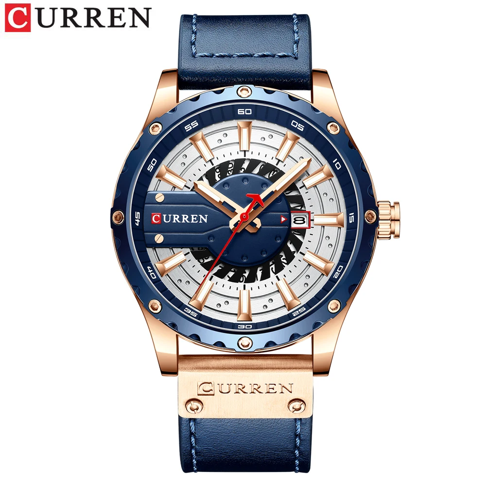 Curren Uhren Top Marke Mode Leder Armbanduhr lässig Quarz Herren uhr neue schicke leuchtende Zeiger Uhr 10