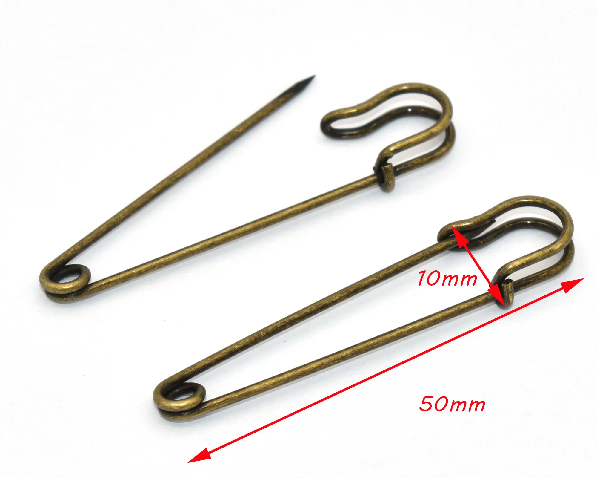 40mm Bronze Safety Pin Brooch Fix Clothes skirt Fastener Pin Jewelry Charm Making Craft Supplies Fashion Decorate Artistic