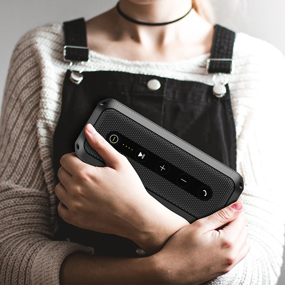 مكبر صوت Rockmia-بلوتوث مع وظيفة الهاتف ، ipx4 مقاوم للماء ، مكبرات صوت موسيقى لاسلكية ، باس قوي للتخييم ، 20 واط