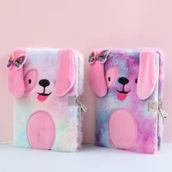 Cahier en peluche avec serrure mignon chien Journal A5 Journal licorne planificateur organisateur Kawaii retour à l'école carnet de notes carnet de croquis coréen