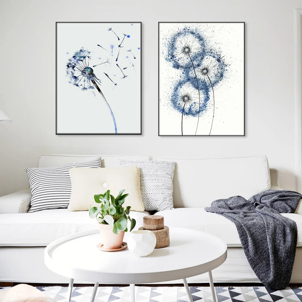 

Blue Dandelion Poster And Print Wall Art Flowers Canvas Painting Modular Pictures Decoration Living Room Luxury Modern Object