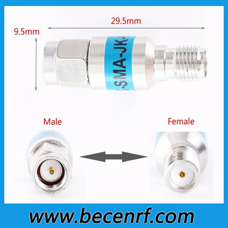 Stainless steel 2W SMA  RF Fixed Attenuator DC-6GHz 50Ohm 1db 3db 5db 6db 10db 15db 20db 30db Coxial Connector