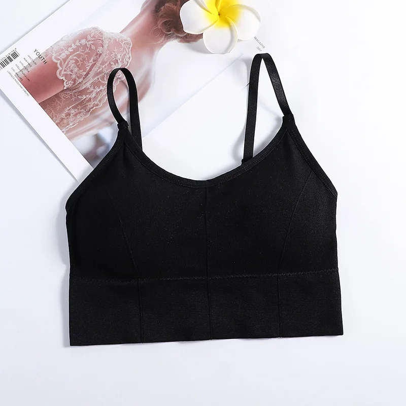 2021 Women\'s Cotton Underwear Tube Tops Fashion Solid Color Tank Up Female  Sports Underwear New Sling Top Female Sexy Lingerie