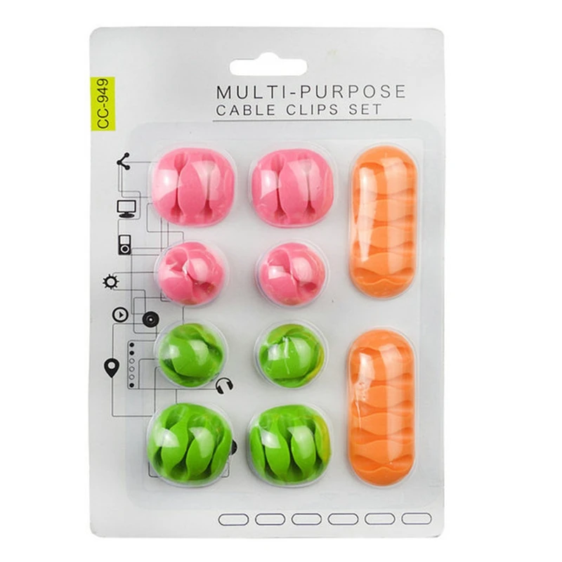 16Pcs 10pcs 8pcs/Pack Multi-Slots USB Cable Organizer Management Wire Protector for Charging Data Earphone Mouse Line Wire