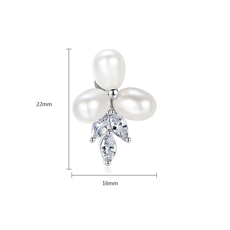 FXLRY Romantic Freshwater Pearl Bridal Flower Clear CZ Crystal Necklace Earrings Set For Women Jewelry