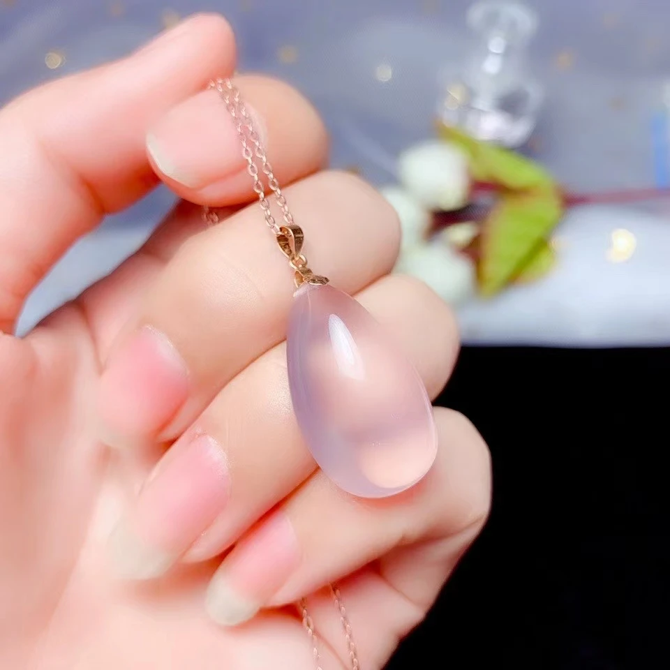 

KJJEAXCMY fine Jewelry 18K yellow gold Natural Rose Quartz Girl new luxury Pendant Necklace Support Test Chinese style