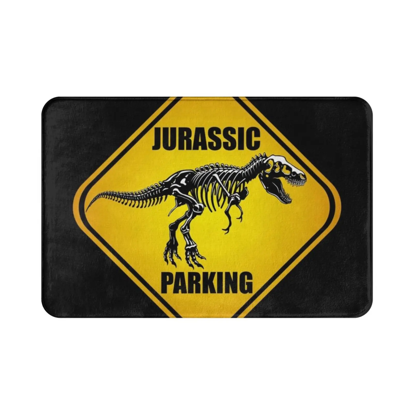 Dinosaur Parking Sign Carpet Mat Rug Cushion Soft Non-Slip Traffic Trafficsign Dino Dinosaur Trex Movie Book Classic Patking