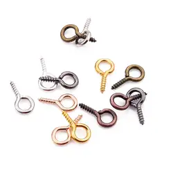 200pcs Tiny Mini Eye Pins Eyepins Hooks Eyelets Screw Bail Peg Threaded Clasps Hooks For Jewelry Making DIY Earring Connectors