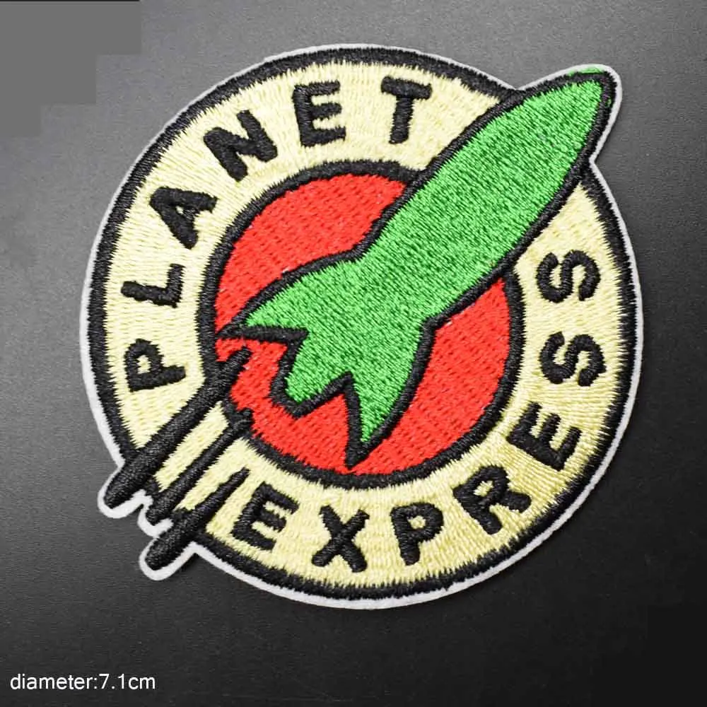 Planet Express Space Theme UFO Iron on Lovely Embroidered Cloth Patch For Girls Boys Clothes Stickers Apparel Garment