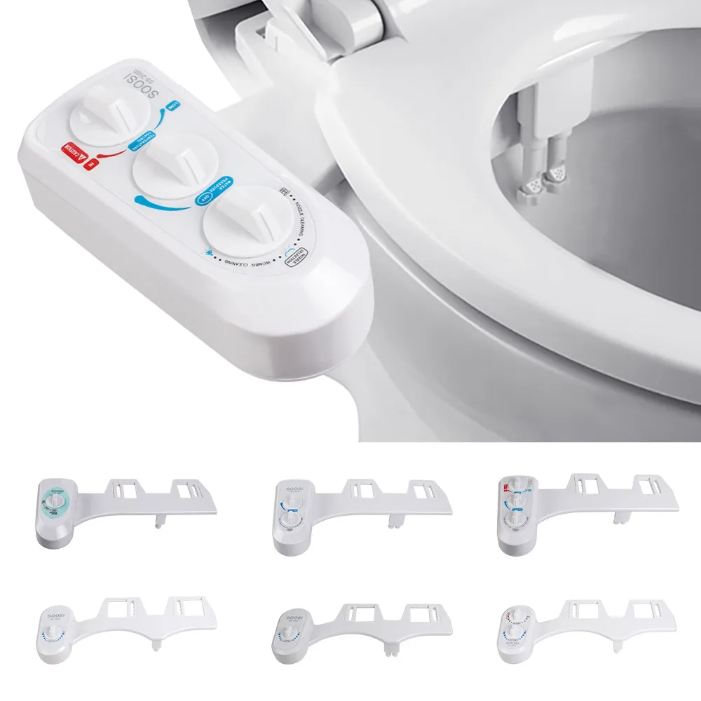 Bidet Attachment thick Toilet Seat Attachment Hot and cold connection Inlet Adjustable Water Pressure Self-cleaning Ass sprayer