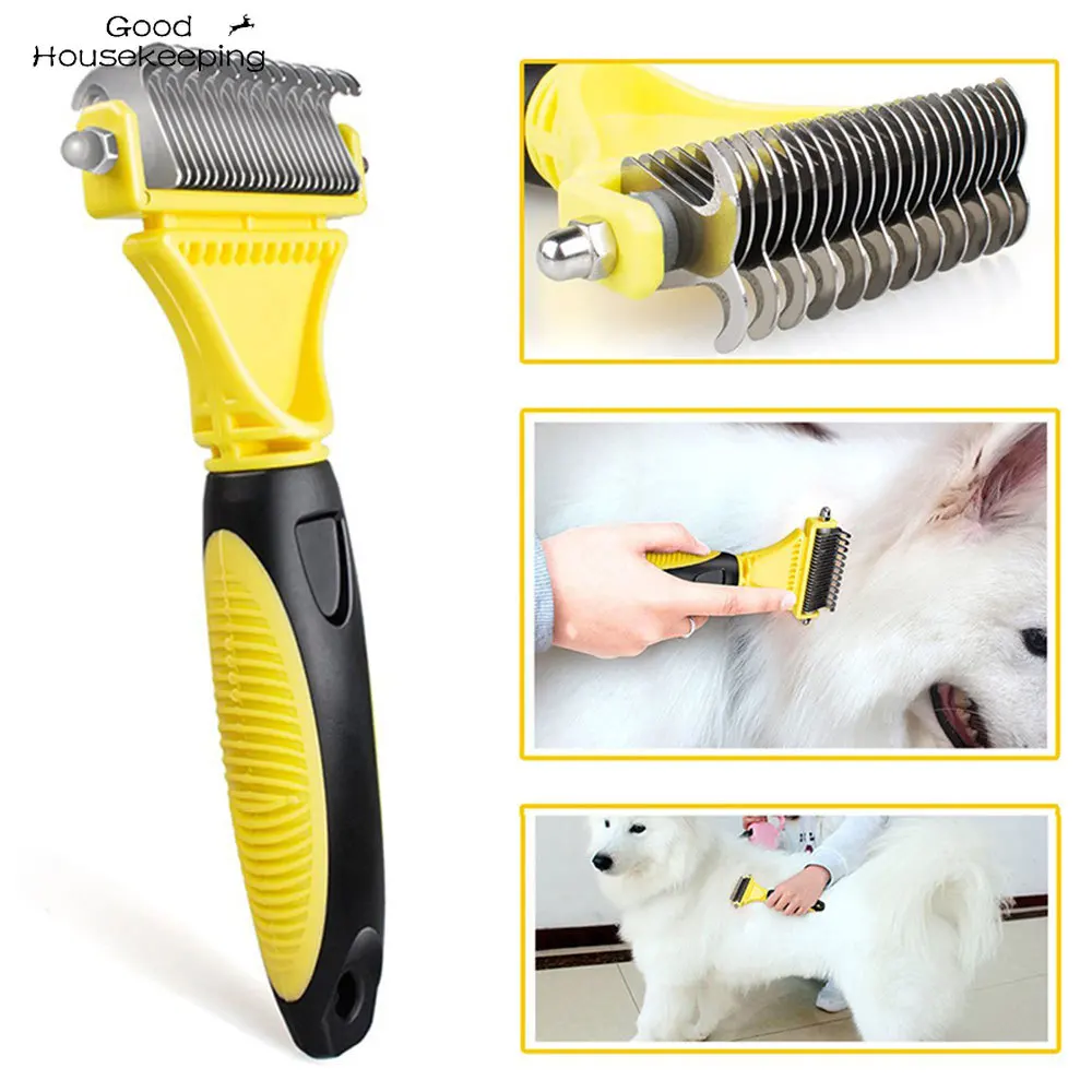 Pet Dog Dematting Comb with 2 Sided Professional Grooming Rake for Easy Mats Tangles Removing Hair Removal Brush for Dogs Cats