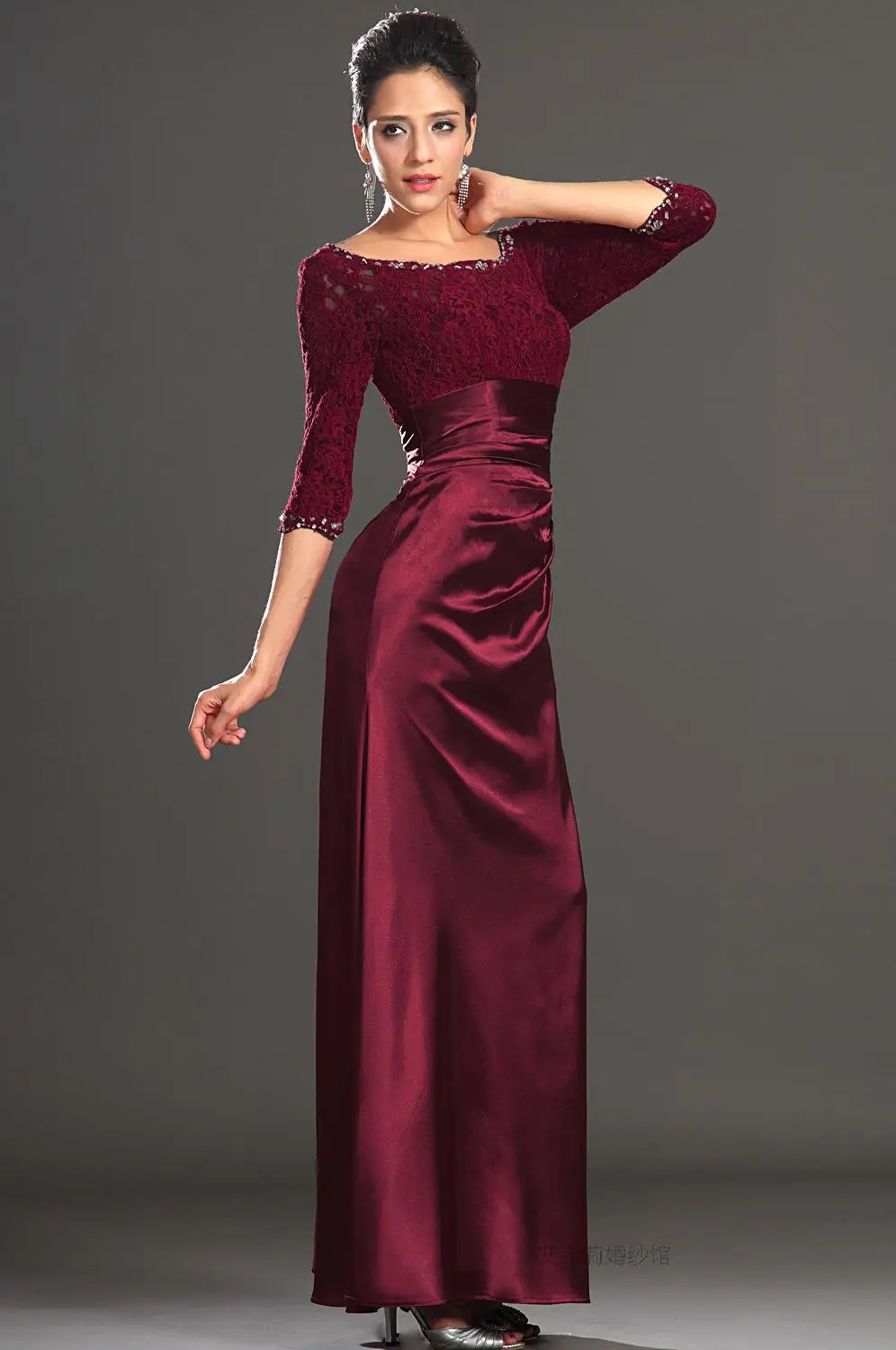 robe de soiree 2025 new fashion vestido de festa longo sleeves red long crystal lace party gown mother of the bride dresses