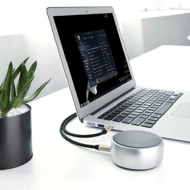 Ugreen AUX Audio Cable Black Weaving Jack 3.5mm To 3.5 Car Line For Headphone Speaker Stereo