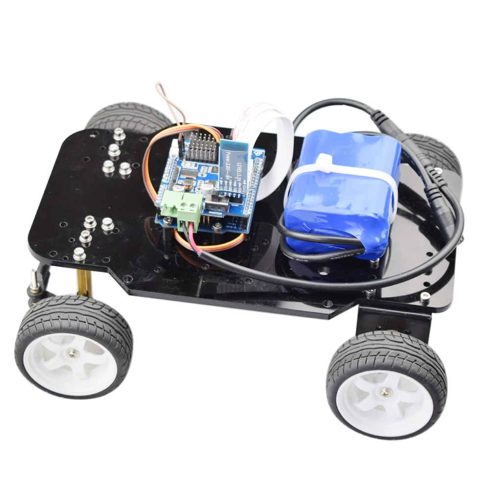 4wd ackerman direção rc carro ros robô chassi com servo duplo dc 12v motor com codificador para arduino diy haste brinquedo kit