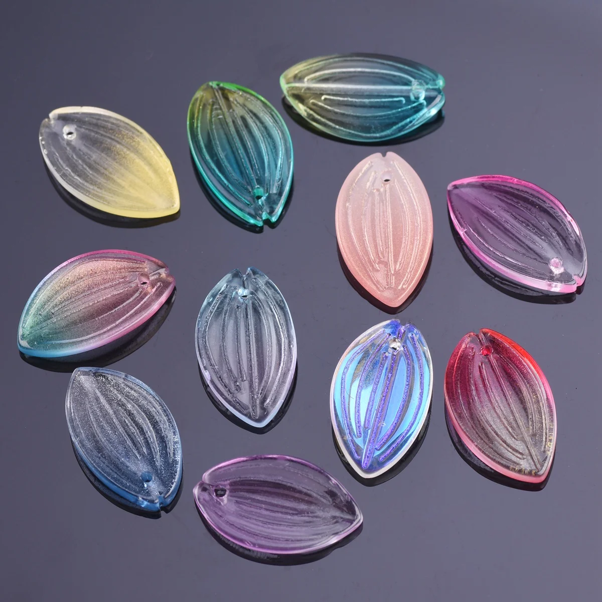 10pcs 21x12mm Leaf Petal Shape Crystal Glass Loose Crafts Beads Top Drilled Pendants for Earring Jewelry Making DIY Crafts