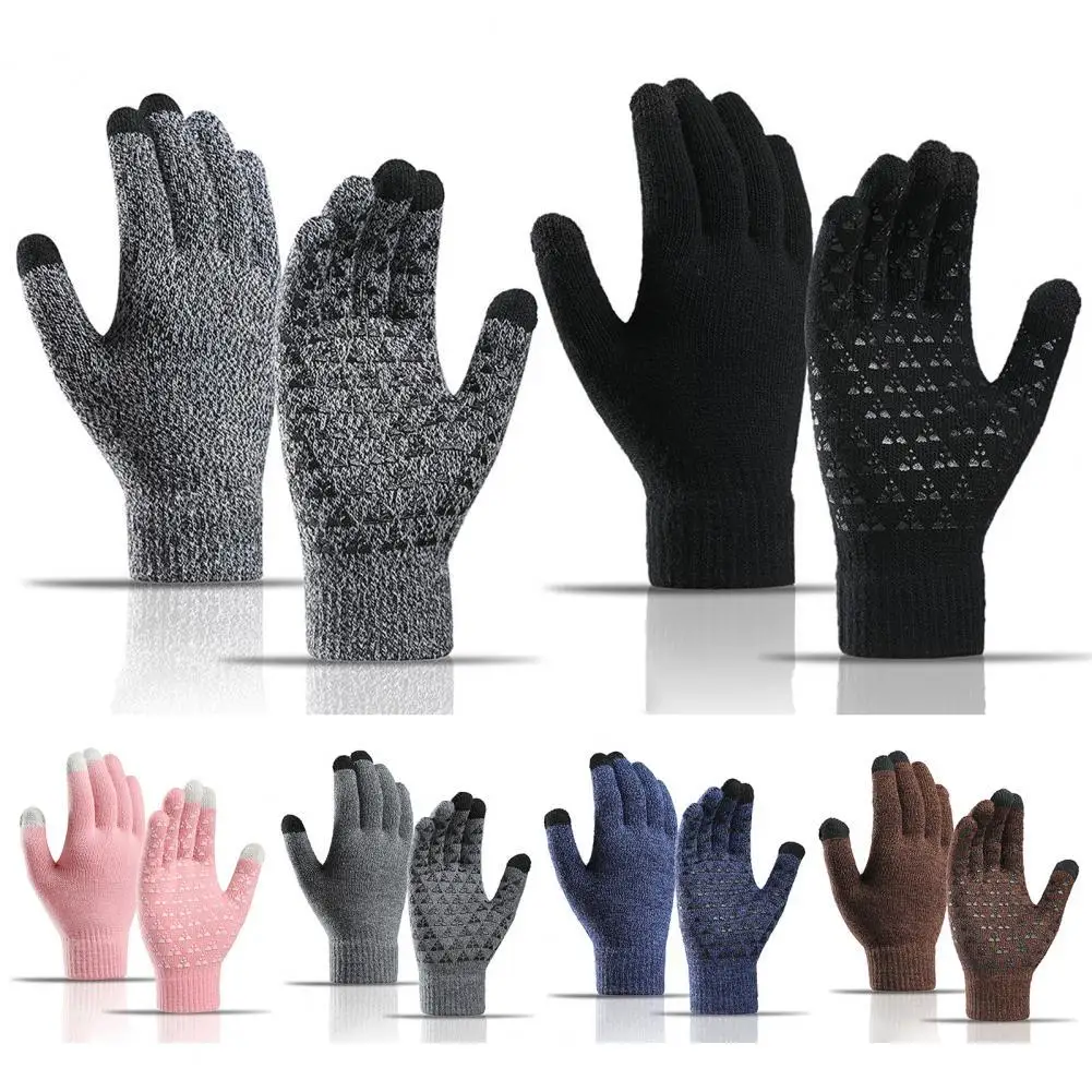 

1 Pair Winter Men Women Gloves Anti-Slip Unisex Spandex Acrylic Fiber Super Warm Touchscreen Gloves for Outdoor Accessories