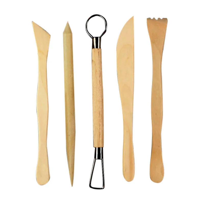 

5Pcs/Set Wooden Pottery Clay Sculpture Knife For Art Carving Crafts Ceramics Pottery Little Figurines DIY Sharpen Modeling Tool