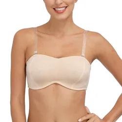 YBCG Full Cup Push Up Women Bra Padded Convertible Transparent Shoulder Straps Underwear Solid Non-slip Strength Lingerie