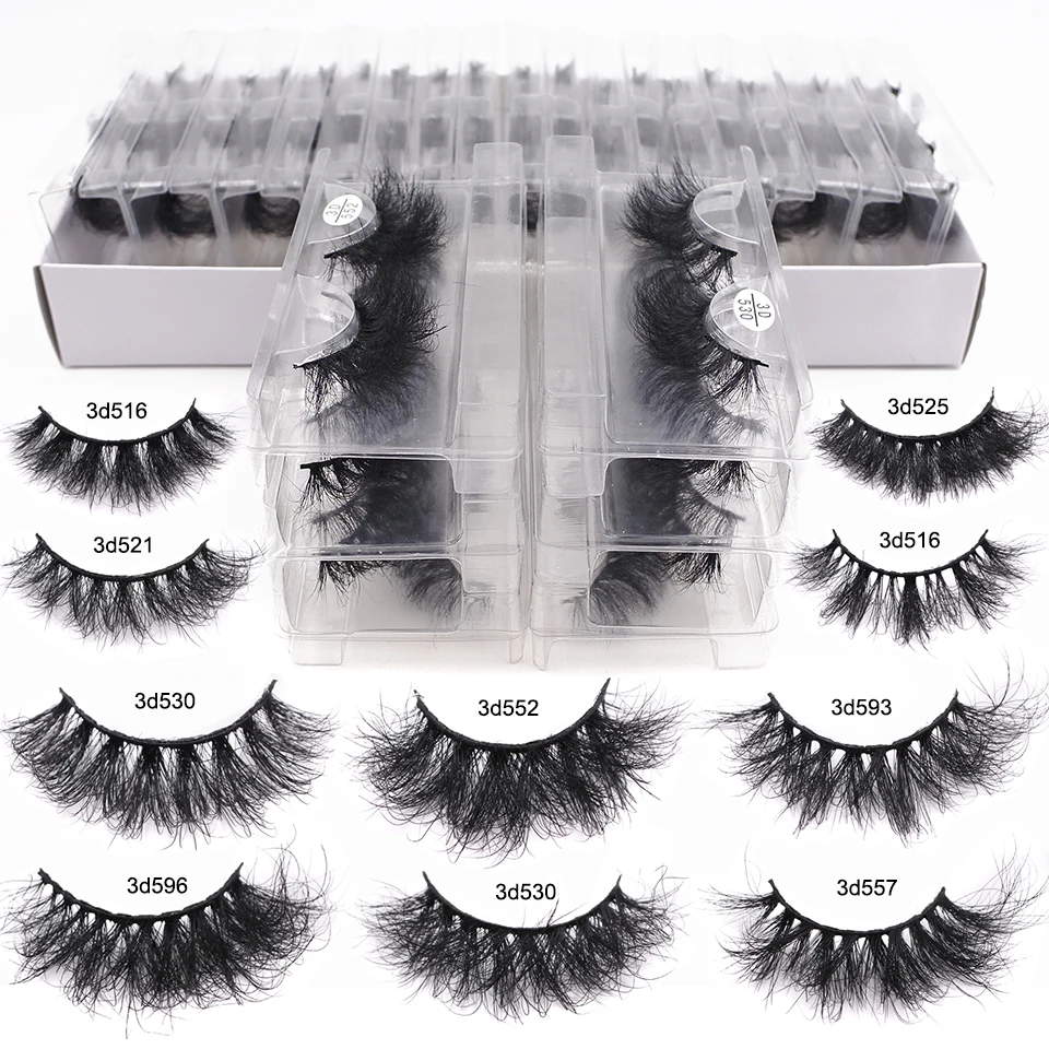 Mink Lashes 18mm Fluffy 3D 5-50 Pairs Fluffy Lashes With Tray No box100% Mink Hair Eyelashes Natural Lashes Bulk