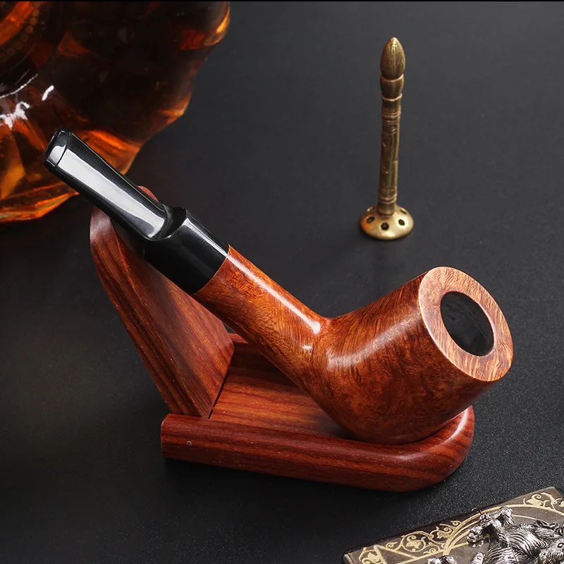 Handmade Bruyere Smoking Pipes Tobacco Pipe 9mm Filter Wooden Pipe Detachable Portable Solid Wood Straight Pipe