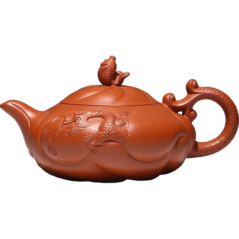 ★Tibetan pot all undressed ore mud all hand authentic yixing teapot zhu recommended handmade tea set of dragon fish