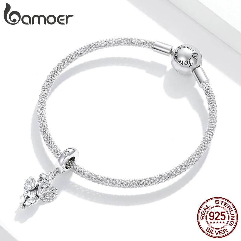 bamoer  925 Sterling Silver Little Angel Metal Charm Making Charm fit Original Bracelet DIY jewelry silver Beads Bijoux SCC1686