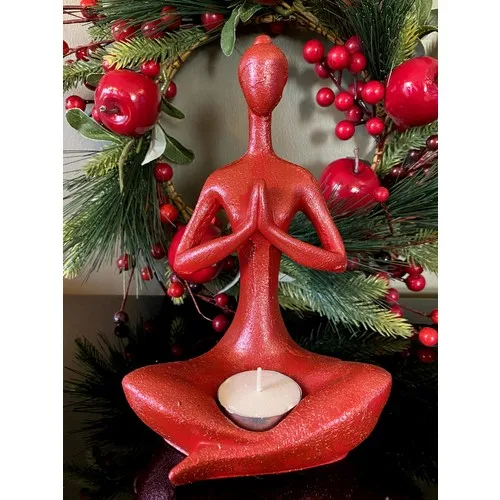 Talya Art Design Talya Art Design, Red, Namaste Yoga Engaged In Women 'S Candle Holder