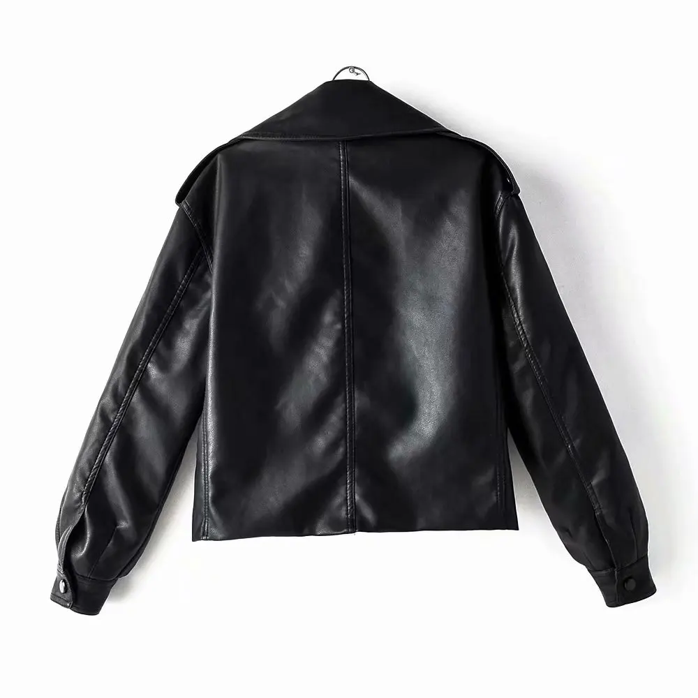 Primavera quente mulheres jaqueta de couro do falso motociclista amarelo preto casaco turndown collar plutônio motocicleta jaquetas soltas streetwear outerwear